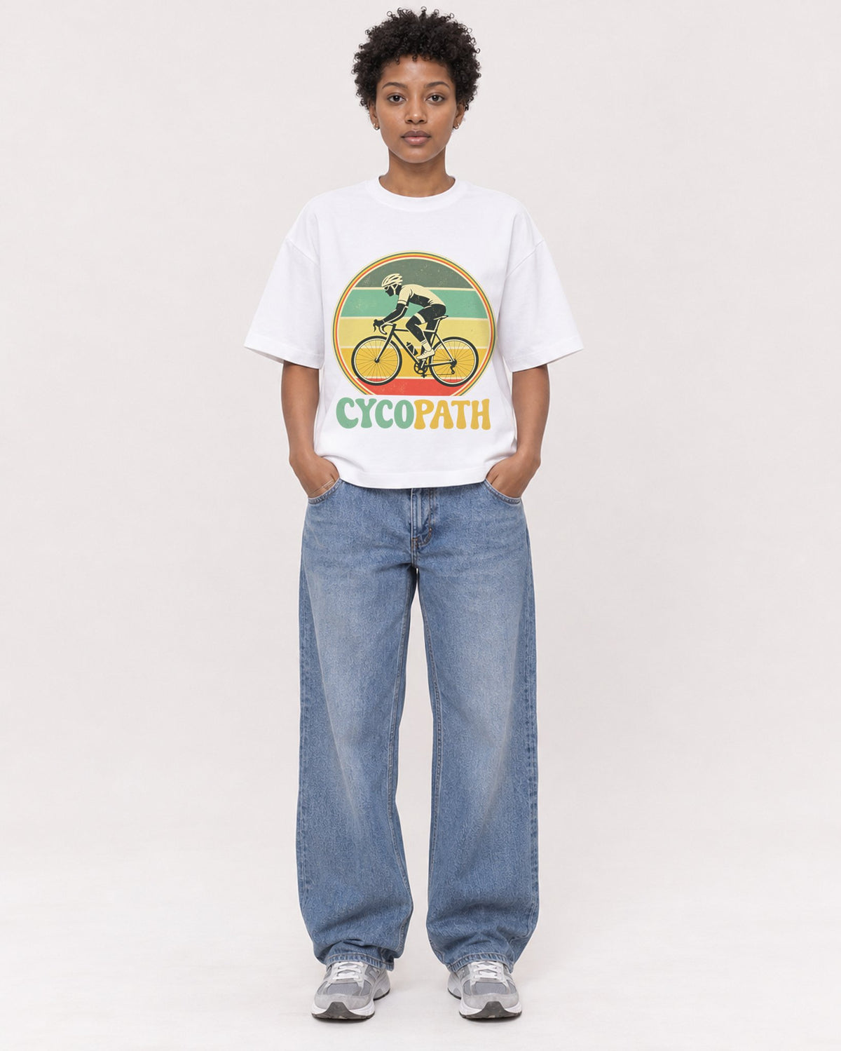 Mockup Boxy Heavyweight Tee White female full-body 35