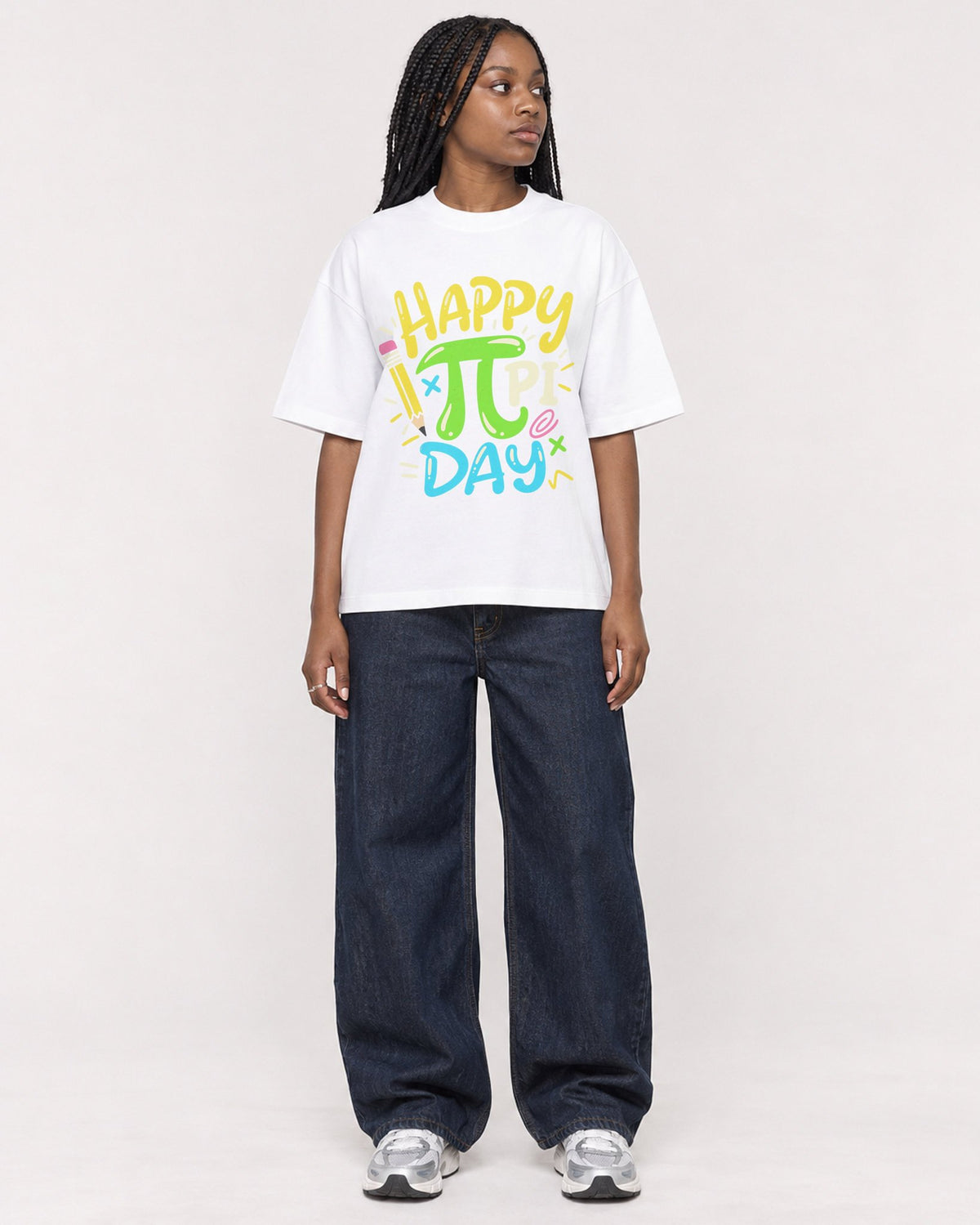Mockup Boxy Heavyweight Tee White female full-body 04