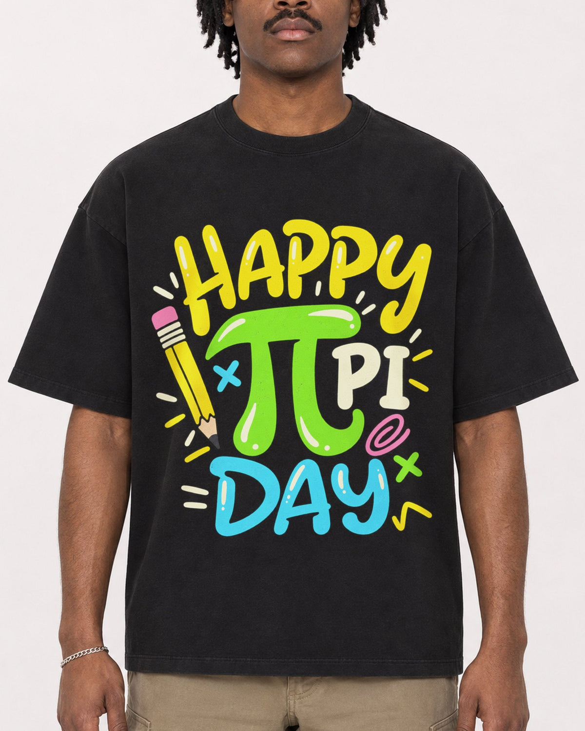 Mockup Boxy Heavyweight Tee Black male close-up 04