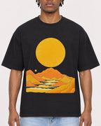 Mockup Boxy Heavyweight Tee Black male close-up 05