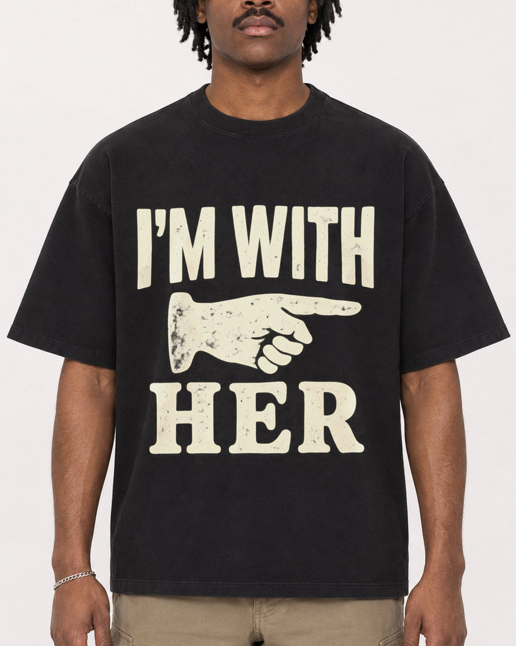 Mockup Boxy Heavyweight Tee Black male close-up 04