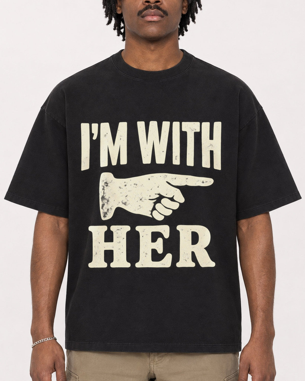 Mockup Boxy Heavyweight Tee Black male close-up 04