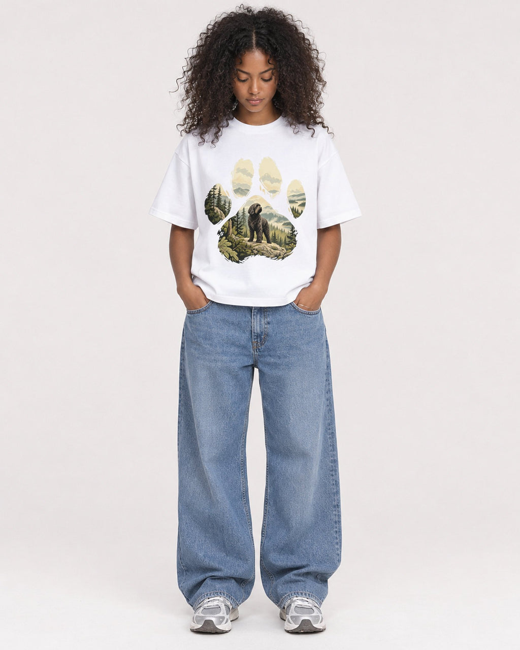 Mockup Boxy Heavyweight Tee White female full-body 05