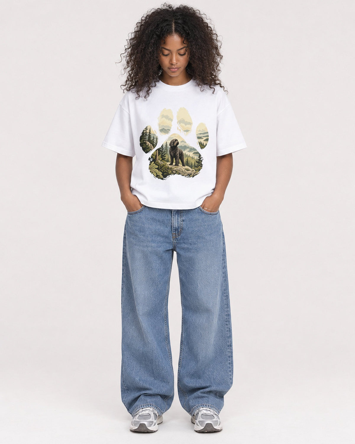 Mockup Boxy Heavyweight Tee White female full-body 05