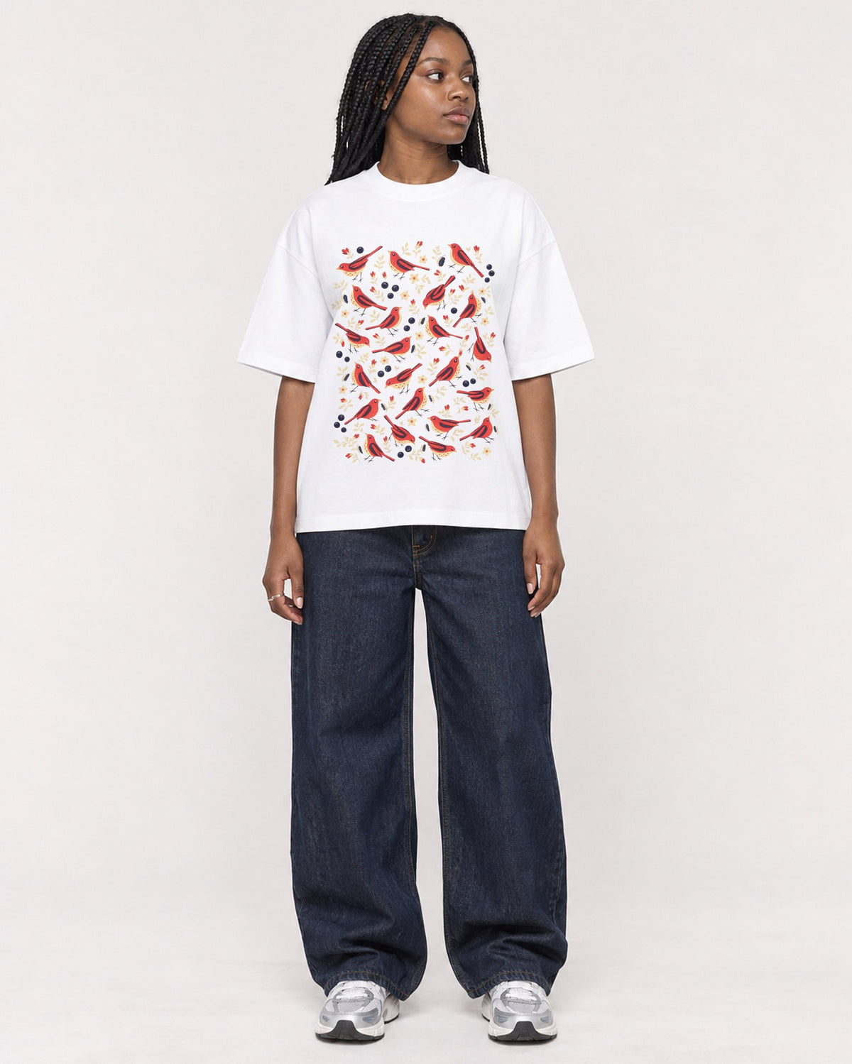 Mockup Boxy Heavyweight Tee White female full-body 04