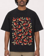 Mockup Boxy Heavyweight Tee Black male close-up 04