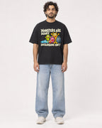 Mockup Boxy Heavyweight Tee Black male full-body 17