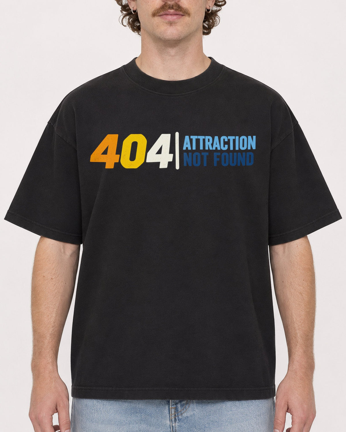 Mockup Boxy Heavyweight Tee Black male close-up 09