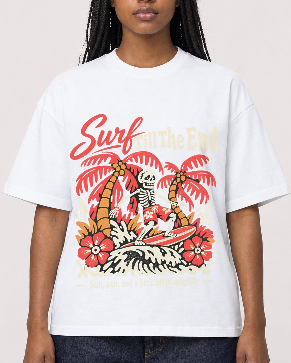 Mockup Boxy Heavyweight Tee White female close-up 04