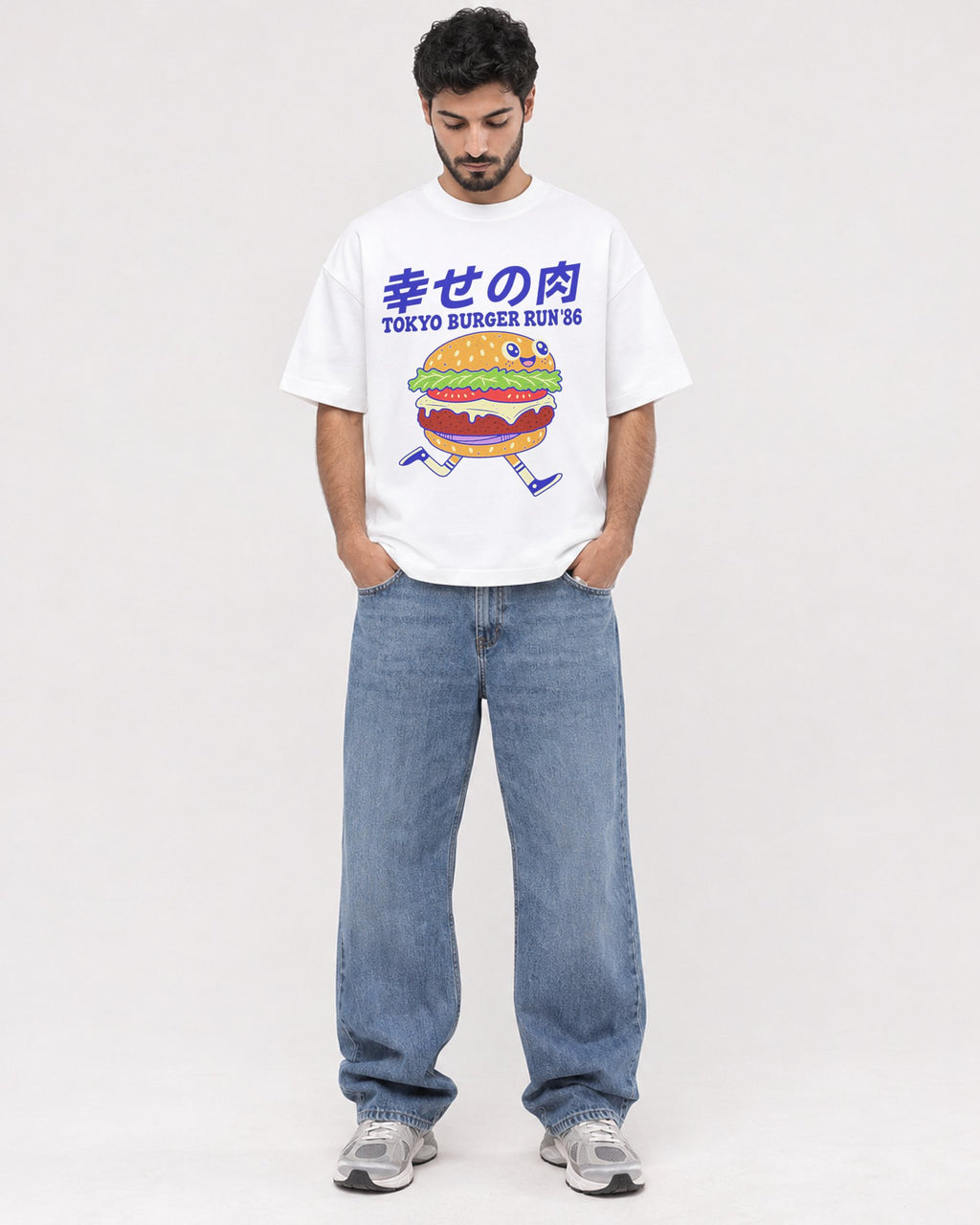 Mockup Boxy Heavyweight Tee White male full-body 07