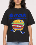 Mockup Boxy Heavyweight Tee Black female close-up 07