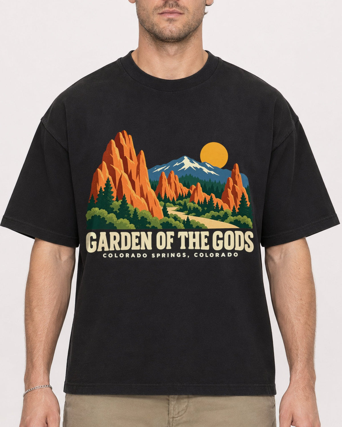Mockup Boxy Heavyweight Tee Black male close-up 08