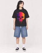 Mockup Boxy Heavyweight Tee Black female full-body 13