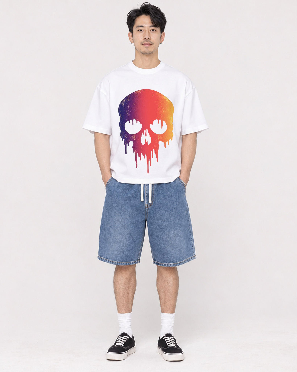 Mockup Boxy Heavyweight Tee White male full-body 13