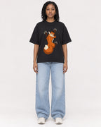 Mockup Boxy Heavyweight Tee Black female full-body 15