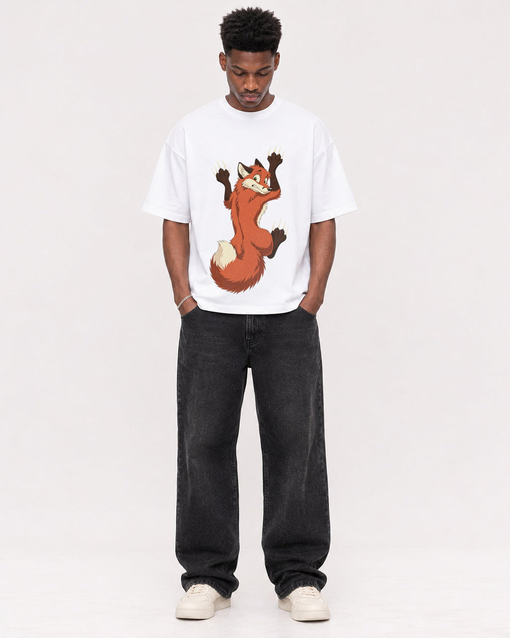 Mockup Boxy Heavyweight Tee White male full-body 15