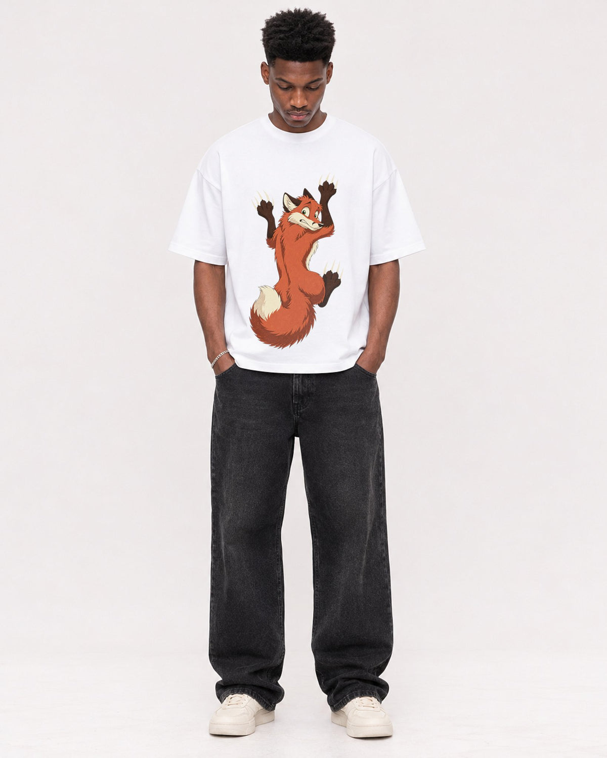 Mockup Boxy Heavyweight Tee White male full-body 15