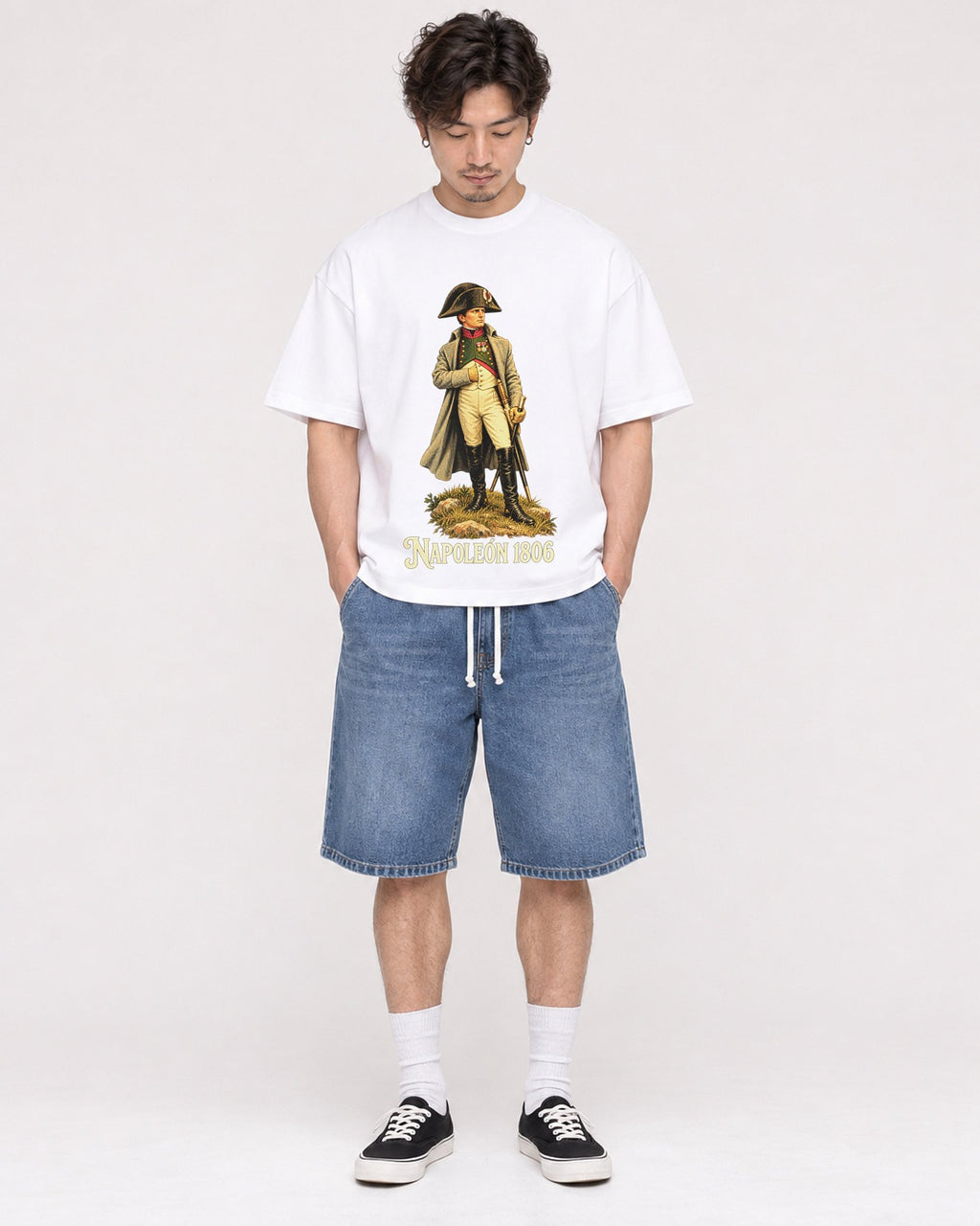 Mockup Boxy Heavyweight Tee White male full-body 03