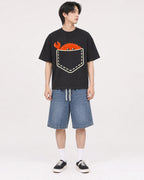 Mockup Boxy Heavyweight Tee Black male full-body 11