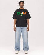 Mockup Boxy Heavyweight Tee Black male full-body 05