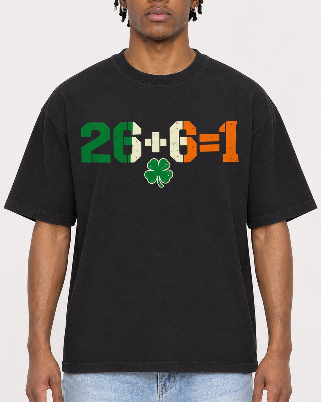 Mockup Boxy Heavyweight Tee Black male close-up 05