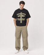 Mockup Boxy Heavyweight Tee Black male full-body 48