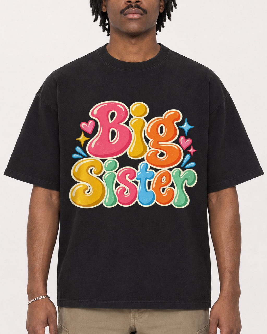 Mockup Boxy Heavyweight Tee Black male close-up 04