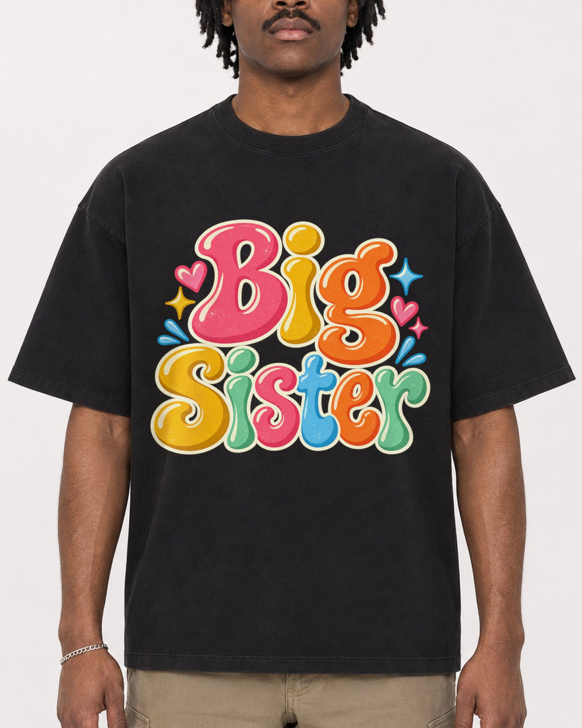 Mockup Boxy Heavyweight Tee Black male close-up 04