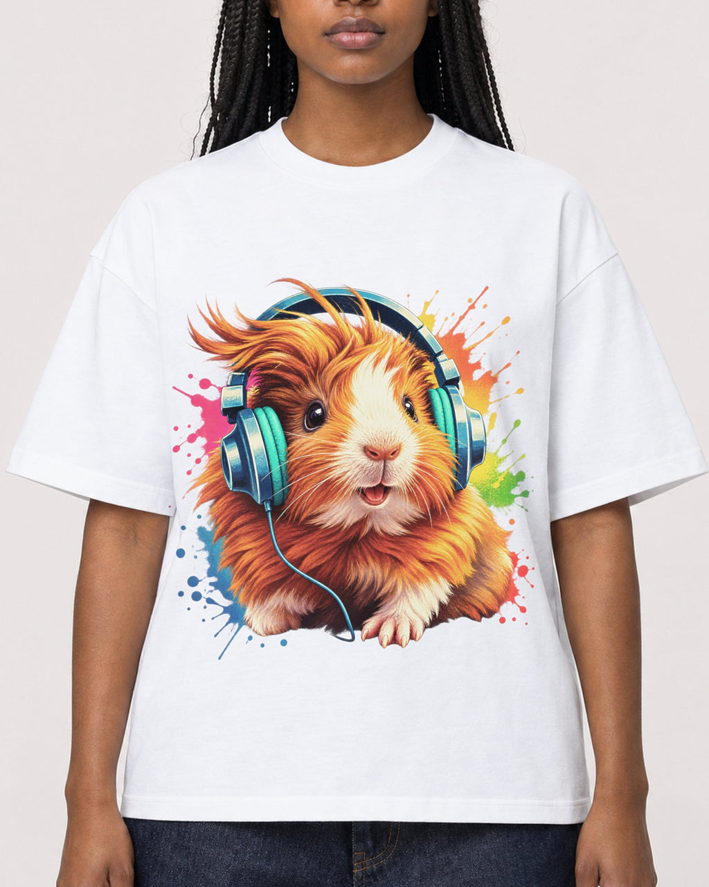 Mockup Boxy Heavyweight Tee White female close-up 04