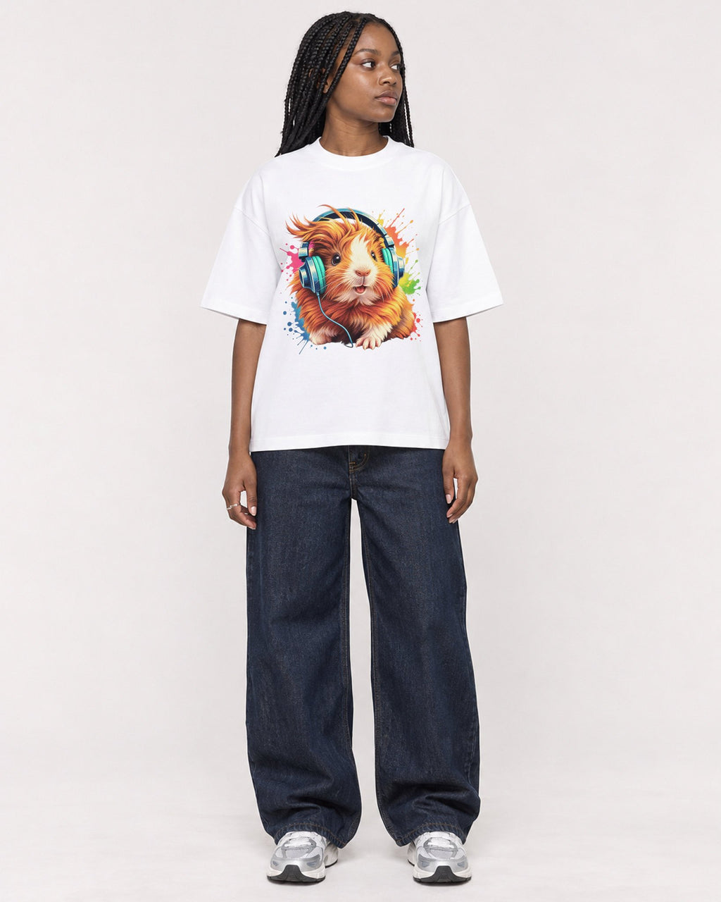 Mockup Boxy Heavyweight Tee White female full-body 04