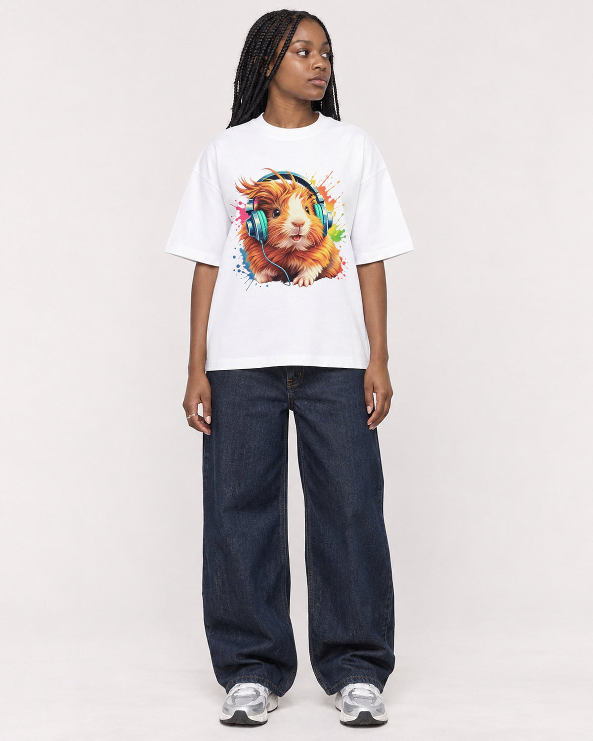 Mockup Boxy Heavyweight Tee White female full-body 04