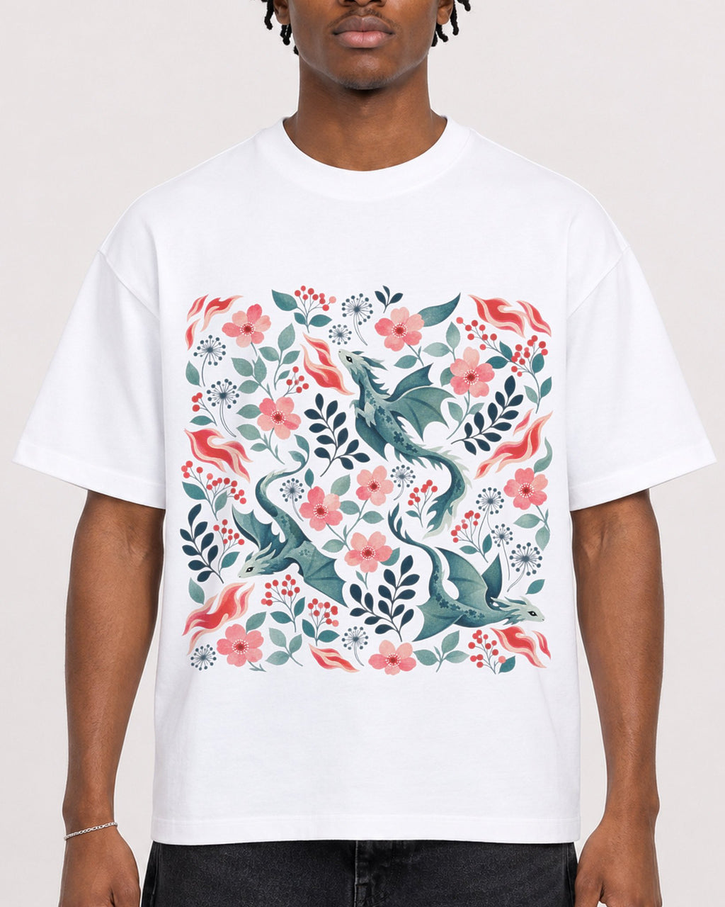 Mockup Boxy Heavyweight Tee White male close-up 05
