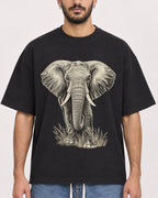 Mockup Boxy Heavyweight Tee Black male close-up 07