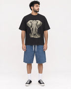 Mockup Boxy Heavyweight Tee Black male full-body 07