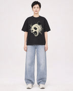 Mockup Boxy Heavyweight Tee Black female full-body 23