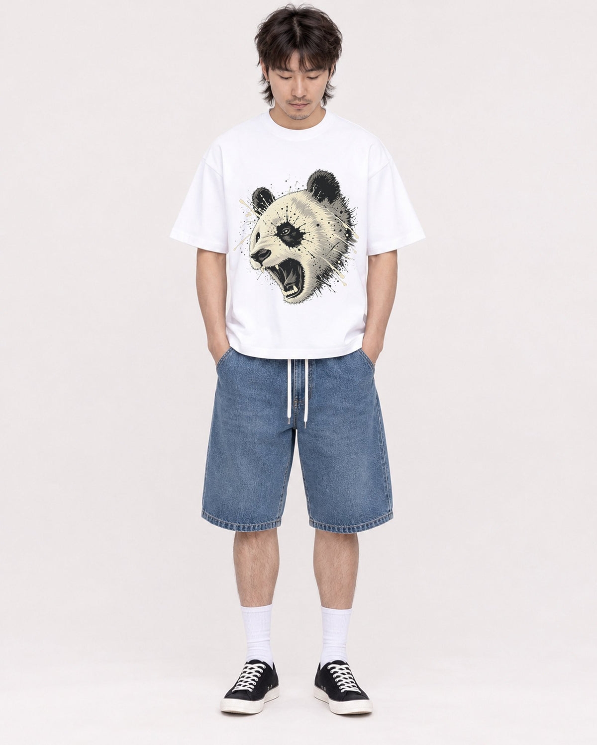 Mockup Boxy Heavyweight Tee White male full-body 23