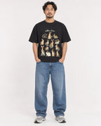 Mockup Boxy Heavyweight Tee Black male full-body 02