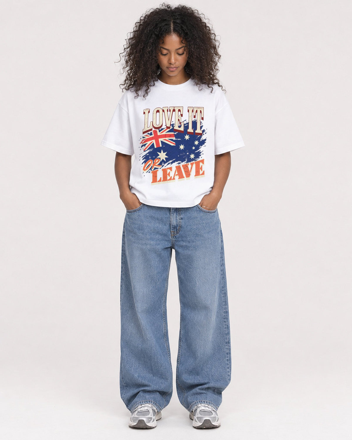 Mockup Boxy Heavyweight Tee White female full-body 05