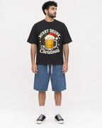 Mockup Boxy Heavyweight Tee Black male full-body 07