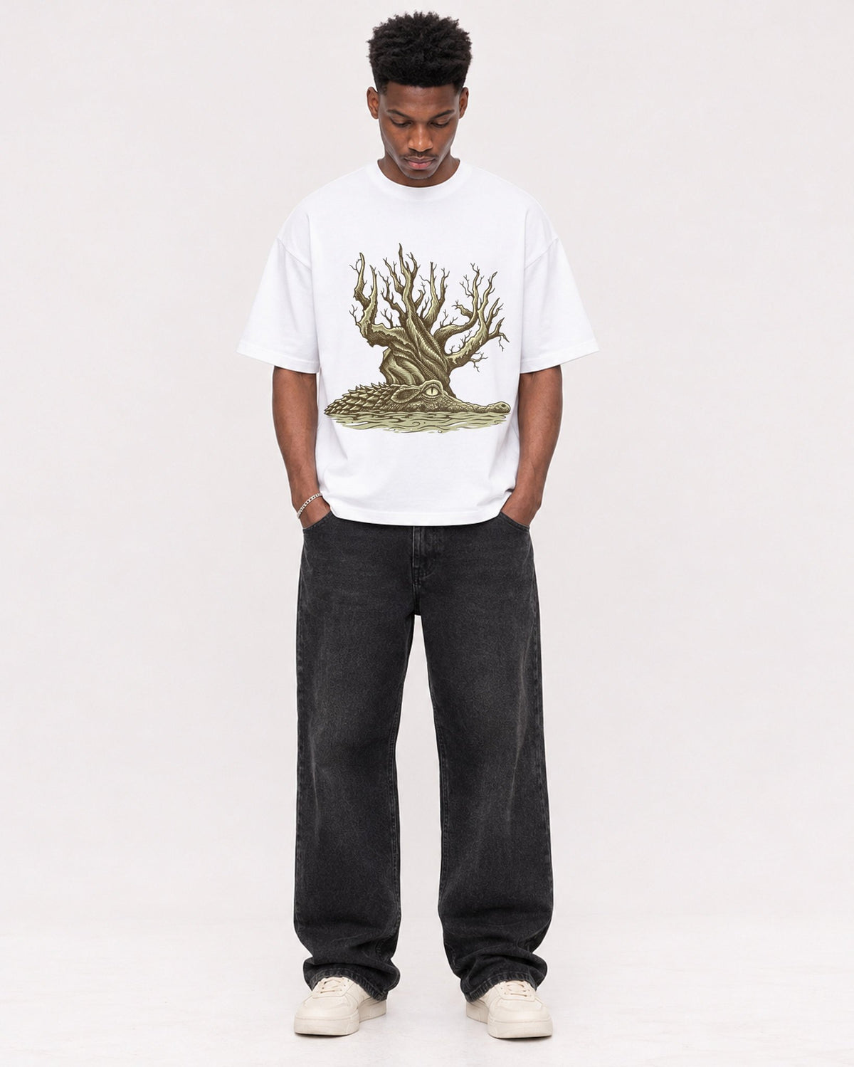 Mockup Boxy Heavyweight Tee White male full-body 15