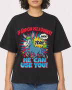 Mockup Boxy Heavyweight Tee Black female close-up 40