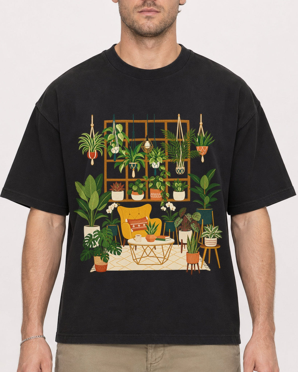 Mockup Boxy Heavyweight Tee Black male close-up 08