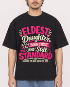 Mockup Boxy Heavyweight Tee Black male close-up 02