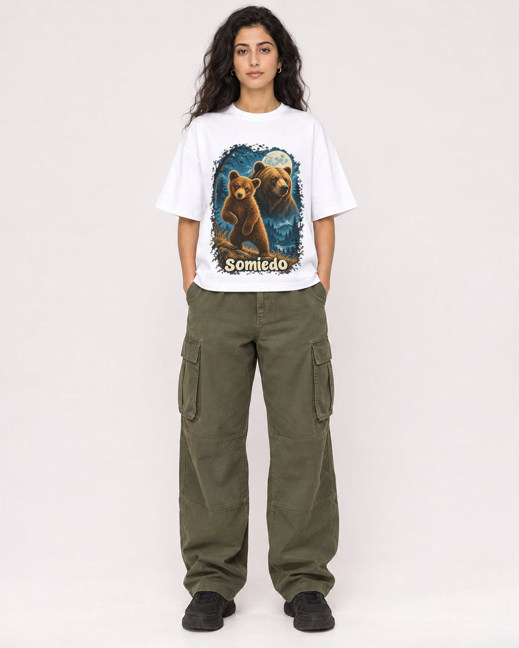 Mockup Boxy Heavyweight Tee White female full-body 07