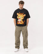 Mockup Boxy Heavyweight Tee Black male full-body 08