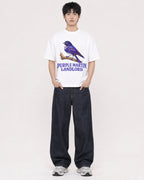 Mockup Boxy Heavyweight Tee White male full-body 01
