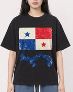 Mockup Boxy Heavyweight Tee Black female close-up 01