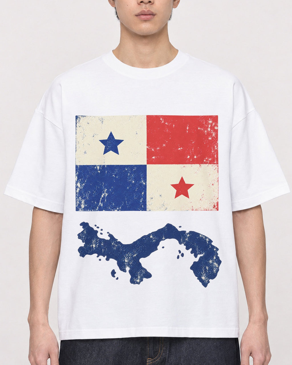 Mockup Boxy Heavyweight Tee White male close-up 01