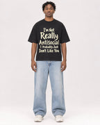 Mockup Boxy Heavyweight Tee Black male full-body 05