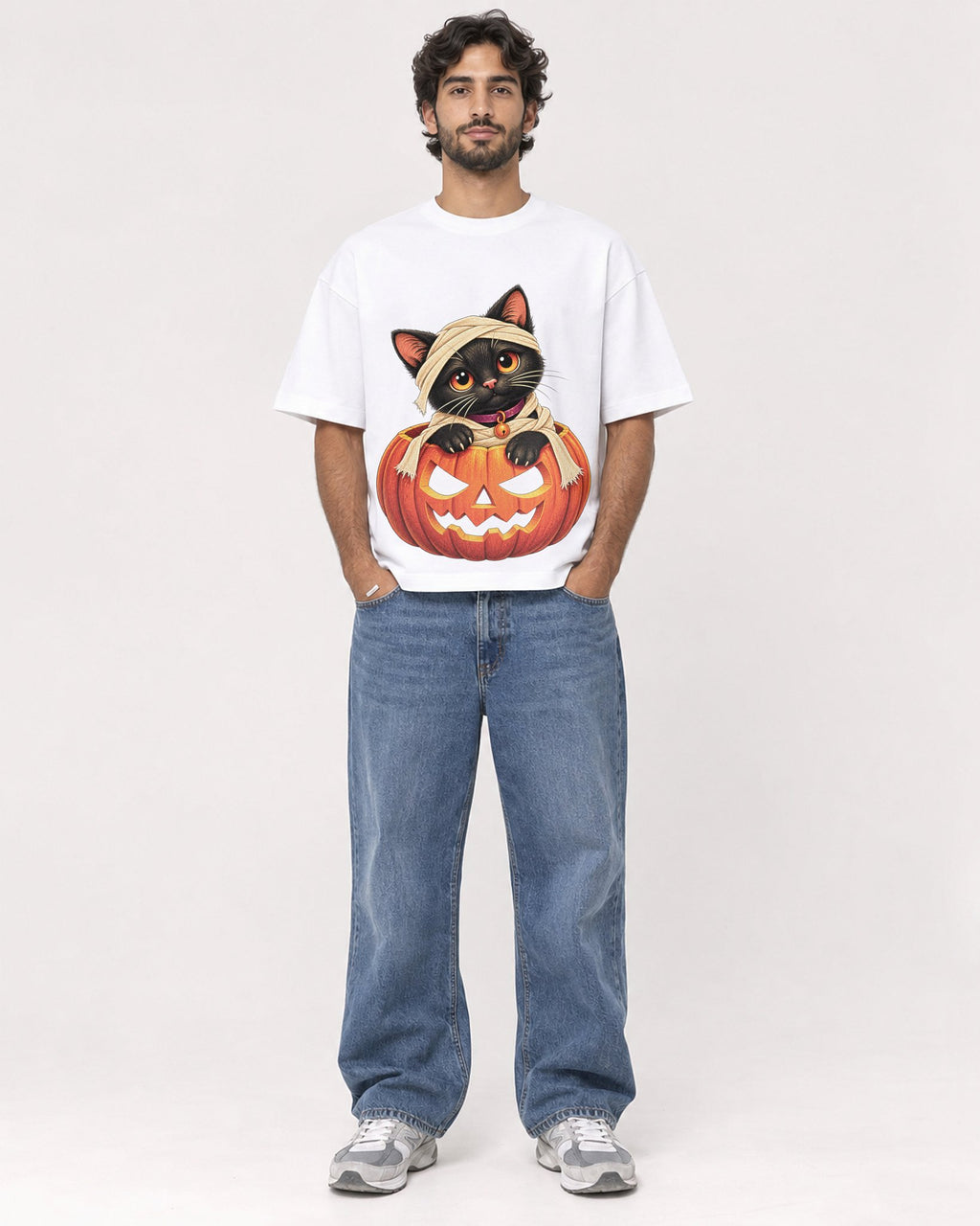 Mockup Boxy Heavyweight Tee White male full-body 17